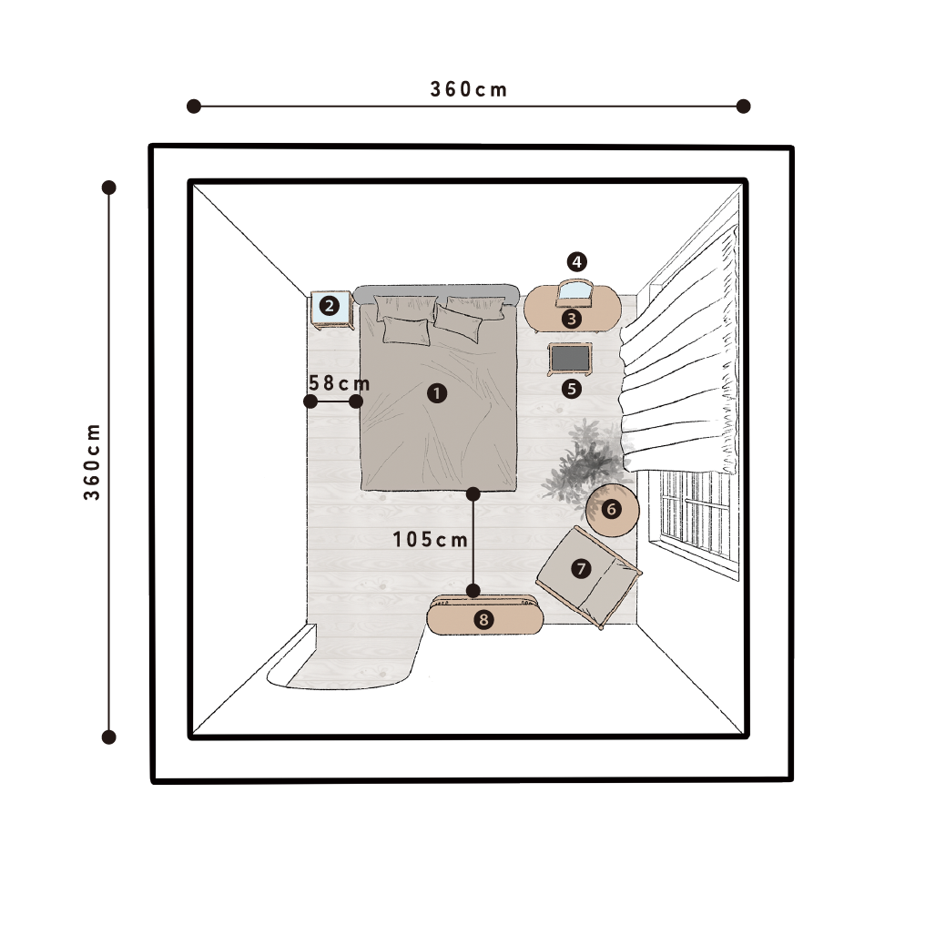 パメラ8畳寝室　レイアウト図